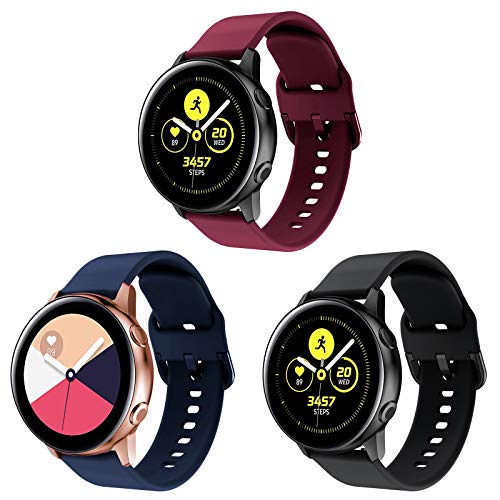 Onedream Correa Compatible con Samsung Galaxy Watch Active/Active 2 44mm 40mm Pulsera Silicona Mujer Hombre, Repuesto Compatible con Samsung Galaxy Watch 42mm/ Galaxy Watch 3 41mm, 3 Colores