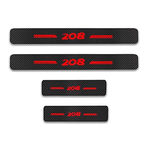 Para 208 4D M Fibra de Carbono Pegatinas Sillín Pedal Proteger Umbral Cubierta Car Styling Sticker 4 Piezas Rojo