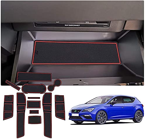 Para Seat Leon Cupra 5F 2017-2019,Coche Accesorios Interior Puerta Seguridad Pad Cup Alfombrillas,Antideslizante Copa Mats Anti Slip Puerta De Acceso Kit De La