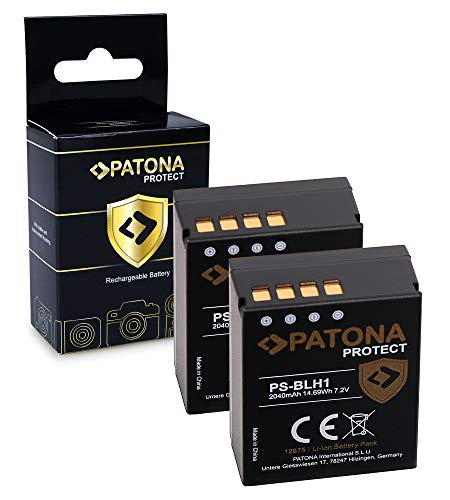 PATONA 2X Protect Bateria BLH-1 Totalmente decodificado, Sensor de Temperatura NTC, Carcasa V1 Compatible con Olympus OM-D EM-1 Mark2