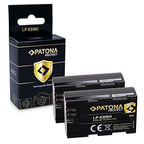 PATONA 2X Protect Bateria LP-E6NH, Sensor de Temperatura NTC, Carcasa V1 Compatible con Canon EOS R5, R6, 70D, 80D, 90D