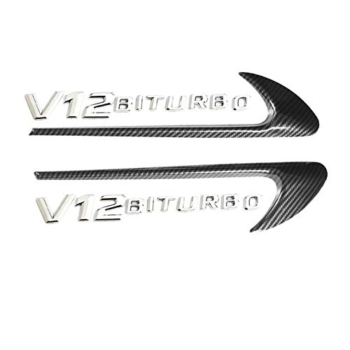 Pegatina de la cuchilla lateral de fibra de carbono V12 Biturbo letra Fender Pegatina calcomanía para AMG W163 W211 W212 W213 W205 W204 (Color Name : 1 Set)