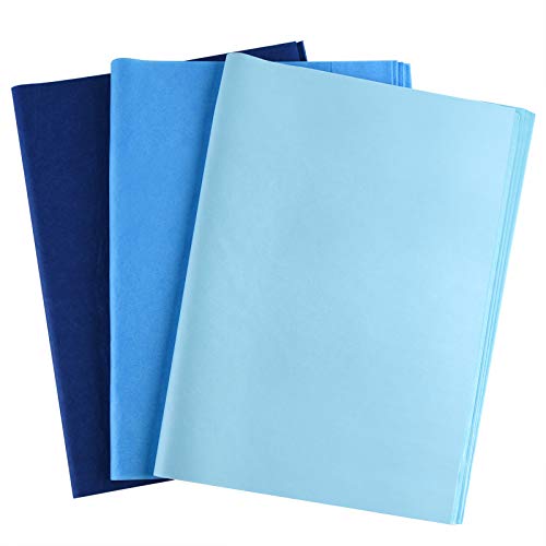 PLULON 90 hojas de papel de seda azul para fiesta de cumpleaños de sirena, papel de regalo para envolver regalos de bricolaje, cumpleaños, Pascua, boda, vacaciones, flor de papel, azul