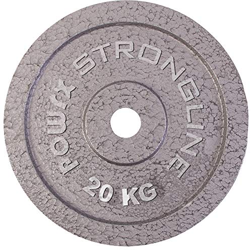 POWRX Discos Hierro Fundido 40 kg Set (2 x 20 kg) - Pesas Ideales para Mancuernas y Barras con diámetro 30 mm + PDF Workout (Plata)