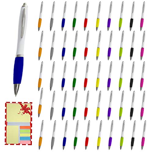 Projects Juego de 50 bolígrafos elegantes – Mega Set para oficina y hogar – Moderno y colorido – Juego de escritura para toda la familia – Mango de goma para un confort y agarre óptimos