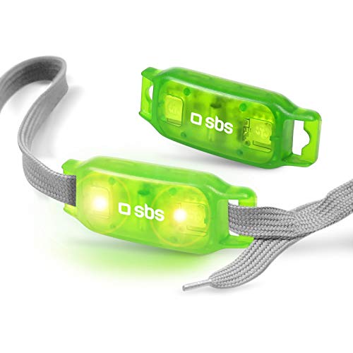 SBS TTLIGHTLACES - Accesorios para Zapatillas y Calzado Deportivo (Shoe Clip Light, Verde, Gris, CR1220, LED, Verde, Flashing Light)