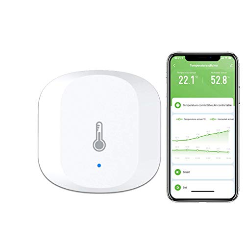 Sensor de Temperatura y Humedad, Monitor de temperatura App Smart Life Control 24 Horas. Incluye Batería 2 años de duración Requiere Hub Zigbee