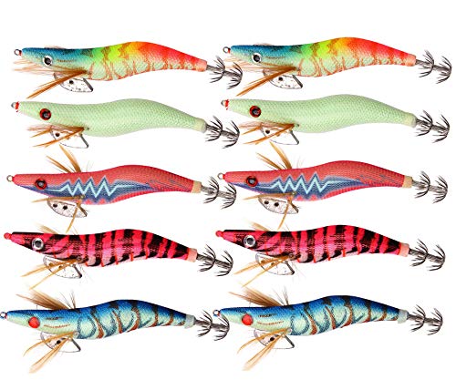 Shaddock 10pcs Artificial Cebo Pesca Camarón Señuelo Calamar,Poteras Calamar para Sepia Pulpo Shaddock 10pcs Artificial Cebo Pesca Camarón Señuelo Calamar,Poteras Calamar para Sepia Pulpo