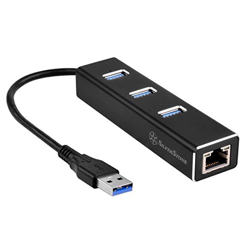 SilverStone SST-EP04 – 3-puertos USB 3.1 Gen 1 Tipo A/Adaptador de red Gigabit Ethernet RJ45, aluminio, negro
