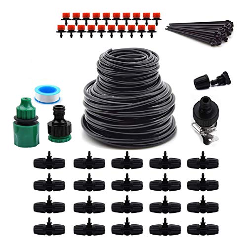 Sistema de Riego de Jardín, 50ft 3/8" & 50ft 1/4" Micro Kit de Riego por Goteo Riego Automático Rociadores Automáticos Atomización Kit de Riego DIY para Irrigación Riego para Jardín, Plantas de Patio