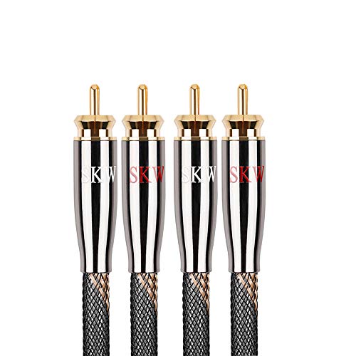 SKW Audiophiles Cable de Audio RCA,Cable 2 machos a 2 machos Sistema de Alta fidelidad con diámetro de 7 mm (0.5M, Nylon)