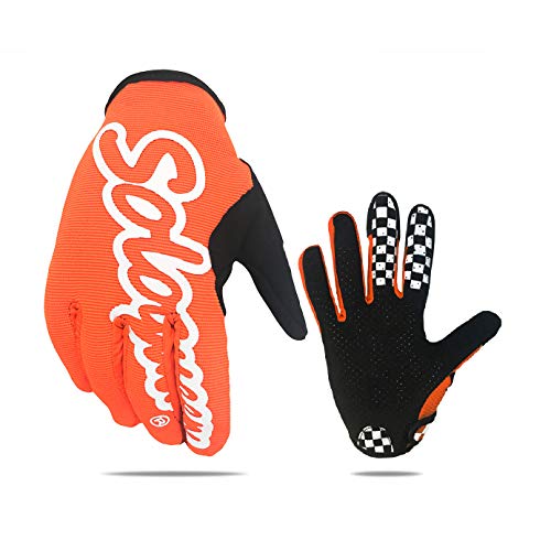 SOLO QUEEN Guantes de Volante Gaming y Moto y Bicicleta y ATV para Verano Una Sola Capa Ciclismo Adulto Unisexo Coloreado Antideslizante (M, naranja)