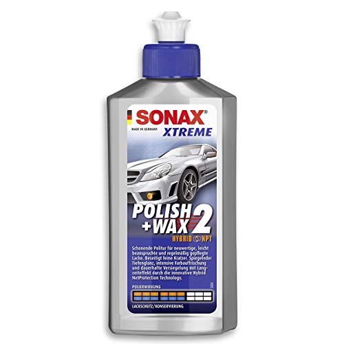 SONAX 02071000-544 XTREME Polish+Wax 2 Hybrid NPT (250 ml), pulimento y cera para pinturas mate, desgastadas y no cuidadas