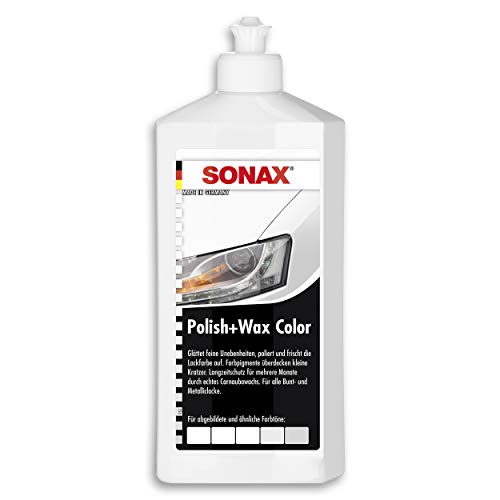 SONAX 02960000-544 Polish+Wax Color NanoPro Blanco, pulimento de fuerza media con pigmentos de color y componentes de cera (500 ml)
