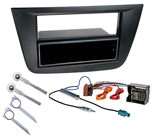 Sound-way KIT - Soporte para radio de coche (marco de radio 2 DIN, Seat Altea, Altea XL/Toledo), color negro