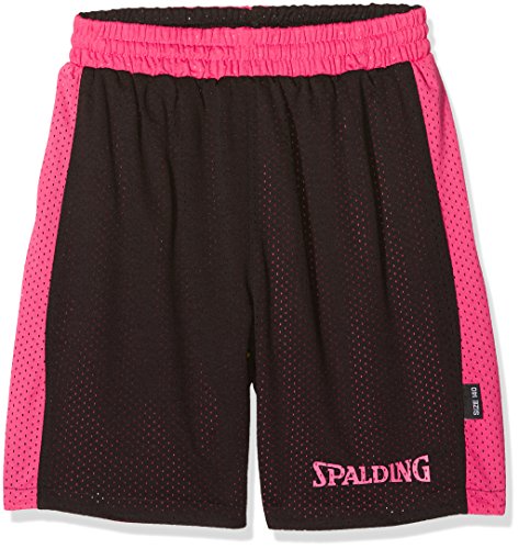 Spalding Essential Reversible Pantalones Cortos, Infantil, Multicolor (Negro/Rosa), 164