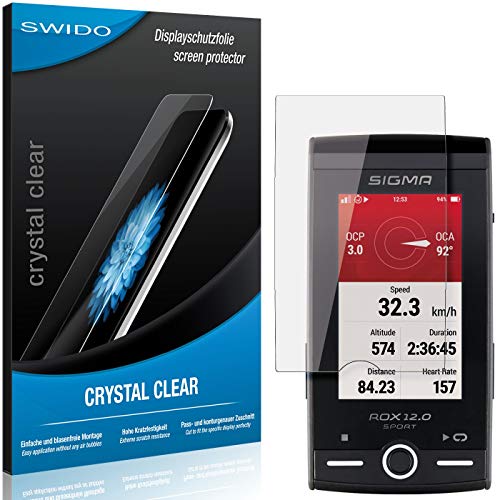 Swido - Protector de pantalla para Sigma ROX 12.0 (2 unidades), transparente, alto grado de dureza, protección contra aceite, polvo y arañazos/cristal, protector de pantalla, protector de pantalla