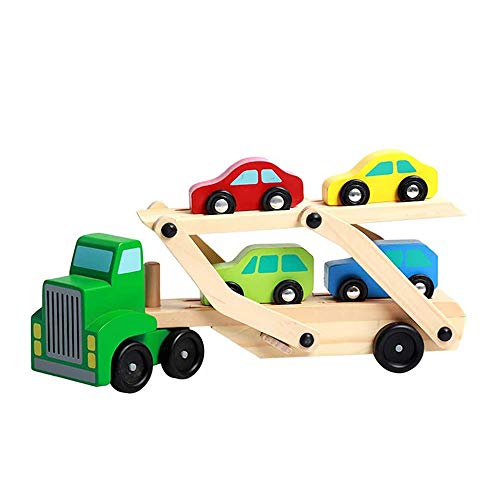 SYXX De los niños juguetes educativos, de madera Taxi niños juguetes educativos, de madera de dos pisos semi-remolque de transporte de remolques Modelo, DIY kit del juguete, regalo Educación de los ni