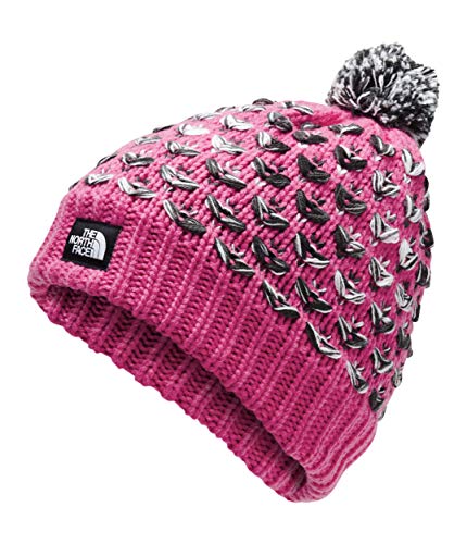 The North Face Girl's Chunky Pom Beanie, Mr. Pink Multi, OS