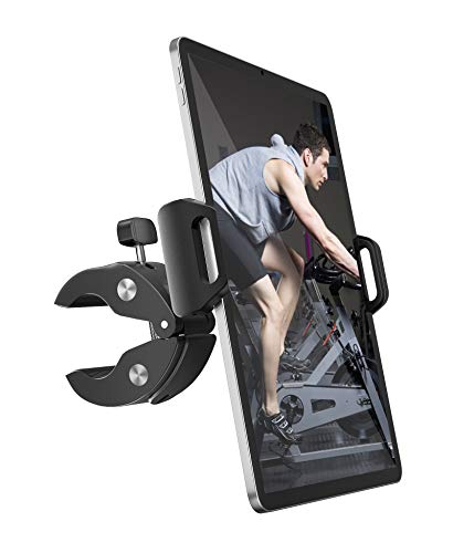 Tryone Soporte Tablet para Cinta de Correr Bicicleta - Soporte Tablet Bicicleta Spinning, Soporte Tablet Bicicleta Estatica, Compatible con iPad, iPhone, Galaxy Tabs, Tablets y Móviles de 4.7-12.9 "