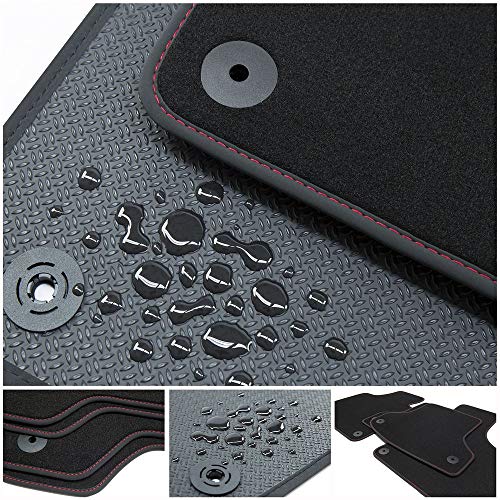 tuning-art BWX1082 Todo Tiempo Alfombrillas para Smart Fortwo Coupe 2007-2014, Costura:Rojo tuning-art BWX1082 Todo Tiempo Alfombrillas para Smart Fortwo Coupe 2007-2014, Costura:Rojo