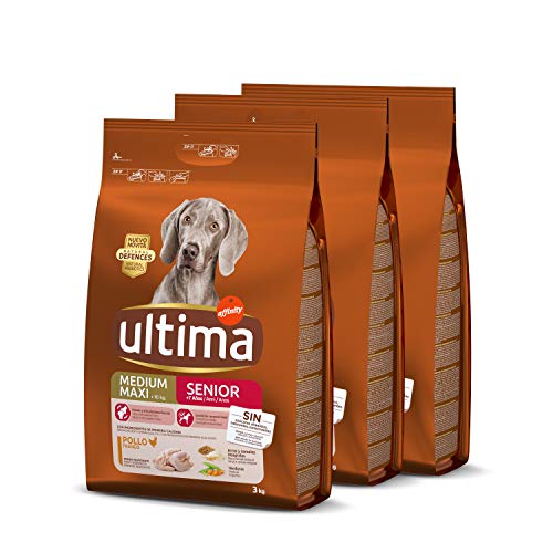 Ultima pienso para Perro Medium-Maxi Senior con pollo, pack de 3 x 3 kg - Total 9 kg