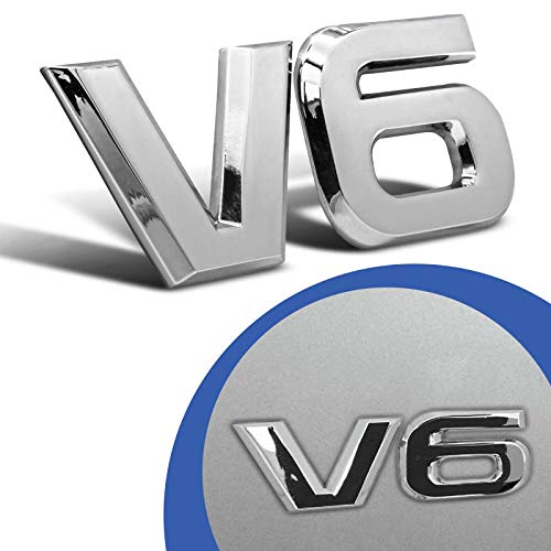 V6 Emblema cromado con texto en 3D para coche