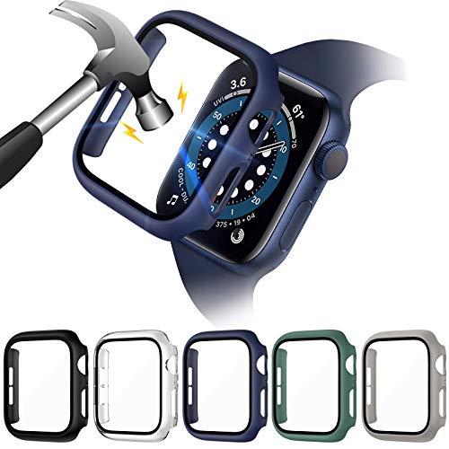 VASG [5 pack] Vidrio Templado Funda Compatible con Apple Watch Series 6/SE/Series 5/Series 4 44mm Protector de Pantalla Case Anti-Rasguños HD Protección Carcasa para iWatch 44mm