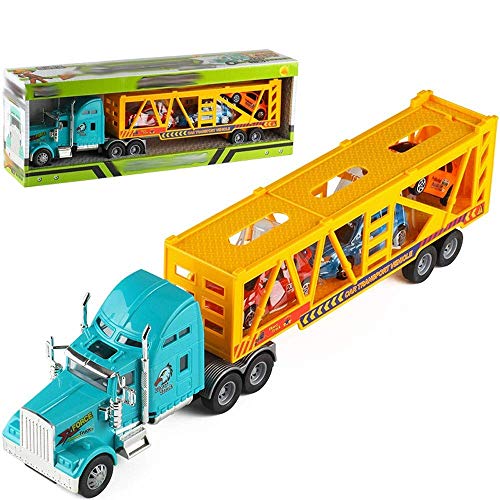 Vehículos de dibujos animados, versión extendida del semirremolque modelo de transportador de automóvil de dos pisos para niños y niños Simulación Inercia Vehículo de ingeniería de avance Juguete en c Vehículos de dibujos animados, versión extendida del semirremolque modelo de transportador de automóvil de dos pisos para niños y niños Simulación Inercia Vehículo de ingeniería de avance Juguete en c