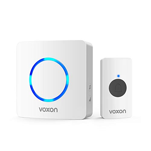 VOXON Timbre Inalámbrico, Timbre Impermeable 1 Receptor y 1 Transmisor, Alcance de 300M, Indicador LED, Resistente al Agua, 38 Melodías, 4 Niveles de Volumen (0-90 dB) VOXON Timbre Inalámbrico, Timbre Impermeable 1 Receptor y 1 Transmisor, Alcance de 300M, Indicador LED, Resistente al Agua, 38 Melodías, 4 Niveles de Volumen (0-90 dB)