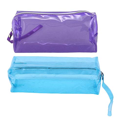 Z-SEAT 2 Piezas de Estuches de lápices Transparentes con Cremallera School Girl Cute Estuches de lápices 19.5X6X9Cm, púrpura y Azul