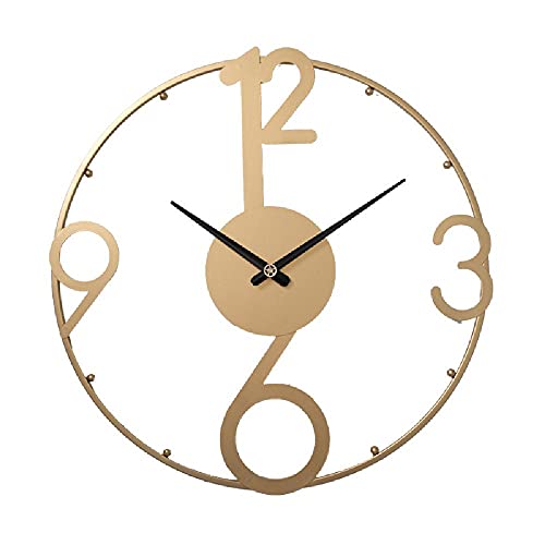 ZHIQIANG Reloj Redondo Digital, Estilo Moderno Y Sencillo, Sin Tic-TAC Y Fácil Lectura, Relojes Numéricos con Pilas para Oficina En Casa, Dormitorio, Cocina,Gold