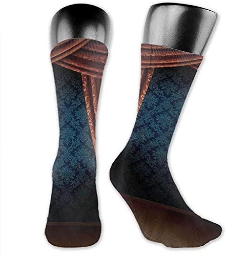 zhouyongz Grand Opening Showroom With Retro Pattern Wall Over-The-Calf Socks Athletic Socks Knee High Socks For Men Women Sport Long Sock Stockings 40CM