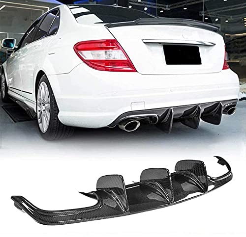 ZUOXUN Ajuste para Mercedes para Benz W204 C300 C350 Sport C63 Amg Parachoques 2008-2011 Fibra de Carbono CF Labio Trasero Doble Salida difusor Spoiler Kit de carrocería