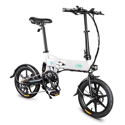 16 Pulgadas Bicicleta Eléctrica de Montaña,250W,36V 7.8Ah Batería Eliminado/Reemplazado,eBike Amortiguador Plegable con 3 Niveles Ajustables,25km/h,Asiento e Manillar Ajustable para Adultos,Shimano 6