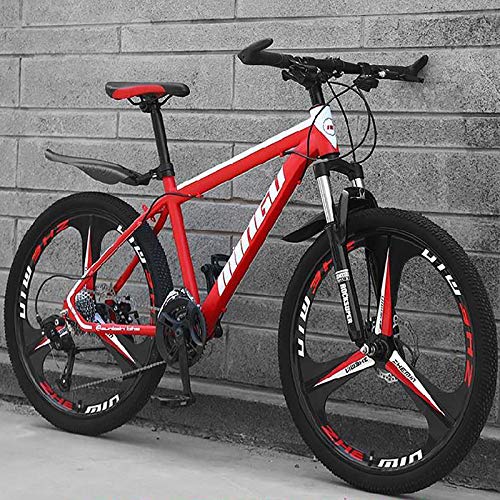 24 Pulgadas 21-velocidad Bicicleta De Montaña,3 Habló Bicicleta De Engranajes Con Frenos De Disco Dobles & Suspensión De Horquilla,Absorción De Impactos Bicicleta De Neumáticos De Grasa Sport Bike-C 2