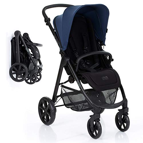 ABC Design Silla de paseo bebe Okini con respaldo reclinable y manillar regulable en altura - Sillita de paseo ligera y compacta, plegado con una mano, hasta 22 kg - Azure Azul