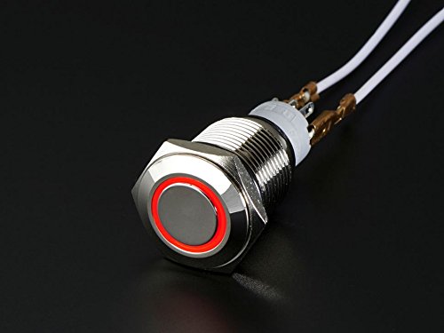 Adafruit Rugged metal on/off switch with red LED Anillo [ada916]