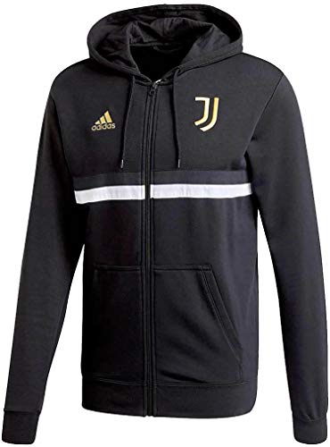 adidas Juventus FC Temporada 2020/21 JUVE 3S FZ HD Chaqueta con Capucha, Unisex, Black/White/Pyrite, S