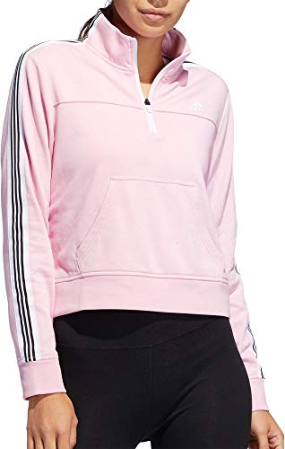 adidas Womens Changeover Half Zip Cotton Sweatshirt Soft French Terry Pullover for Gym (True Pink/Small)