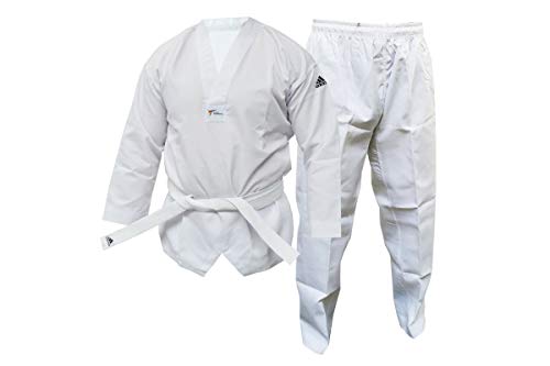 adidas WT Taekwondo Estudiante Dobok Sin Rayas Artes Marciales WTF Uniforme Infantil, Blanco, 180 cm