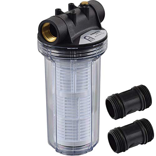 Agora-Tec – Filtro de agua AT, 2 L, con Presión Máx.: 4 bares, caudal Máx.: 3000 l/h, filtro de abertura de la malla: 0,2 mm, conexiones: 1 pulgada (30,3 mm), hembras de latón IG  
