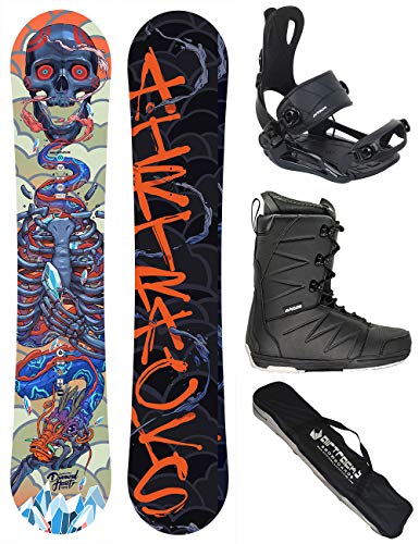 AIRTRACKS Snowboard Set - Tabla Diamond Heart Rocker 155 - Fijaciones Master - Softboots Strong 44 - SB Bag