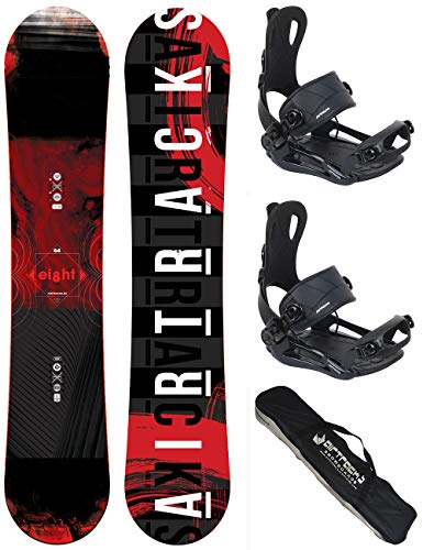 AIRTRACKS Snowboard Set - Tabla Eight Wide 155 - Fijaciones Master M - SB Bag