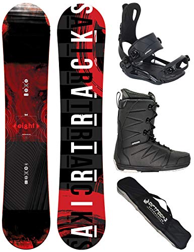 AIRTRACKS Snowboard Set - Tabla Eight Wide 155 - Fijaciones Master - Softboots Star Black 43 - SB Bolsa