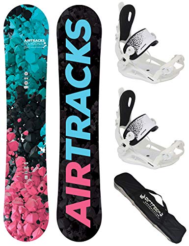 AIRTRACKS Snowboard Set - Tabla Polygonal Mujer 148CM - Fijaciones Master W M - SB Bag/Nuevo AIRTRACKS Snowboard Set - Tabla Polygonal Mujer 148CM - Fijaciones Master W M - SB Bag/Nuevo