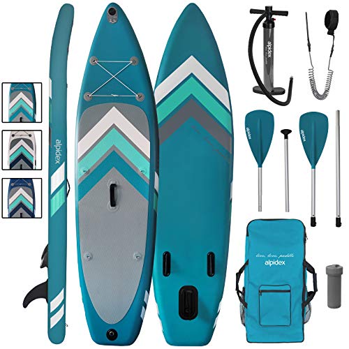 ALPIDEX Tabla Hinchable Surf Stand Up Paddle Board 305 x 76 x 15 cm ISUP Peso Máximo 110 kg Sup Ligero Estable Juego Completo, Color:Petrol