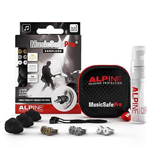 Alpine MusicSafe Pro Tapones para los oídos para músicos - Mejora tu experiencia musical con tres filtros intercambiables - Protección auditiva Hipoalergénico - Tapones reutilizables - Negro