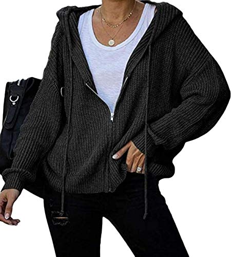 AlvaLynd Women's Zip-Up Long Sleeve Hoodie Knit Sweatshirt Cardigan Coat