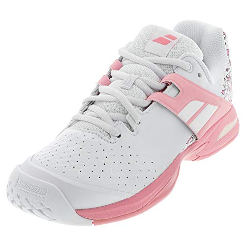 BABOLAT Propulse AC Junior, Zapatillas de Tenis Unisex Adulto, White/Geranium Pink, 38.5 EU